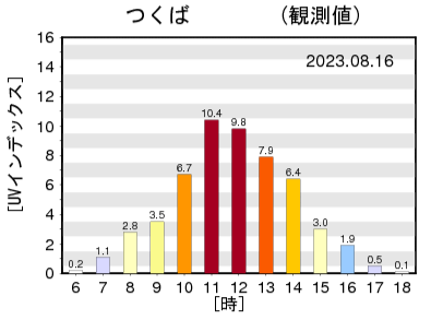 時別UVインデックス（観測値）の毎日の推移グラフ