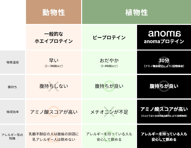 一般的なプロテインとの比較