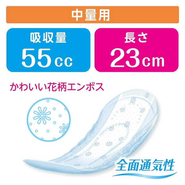 ポイズ 肌ケアパッド 中量用(軽快ライト)55cc お徳パック 42枚[吸水ケア] 42枚