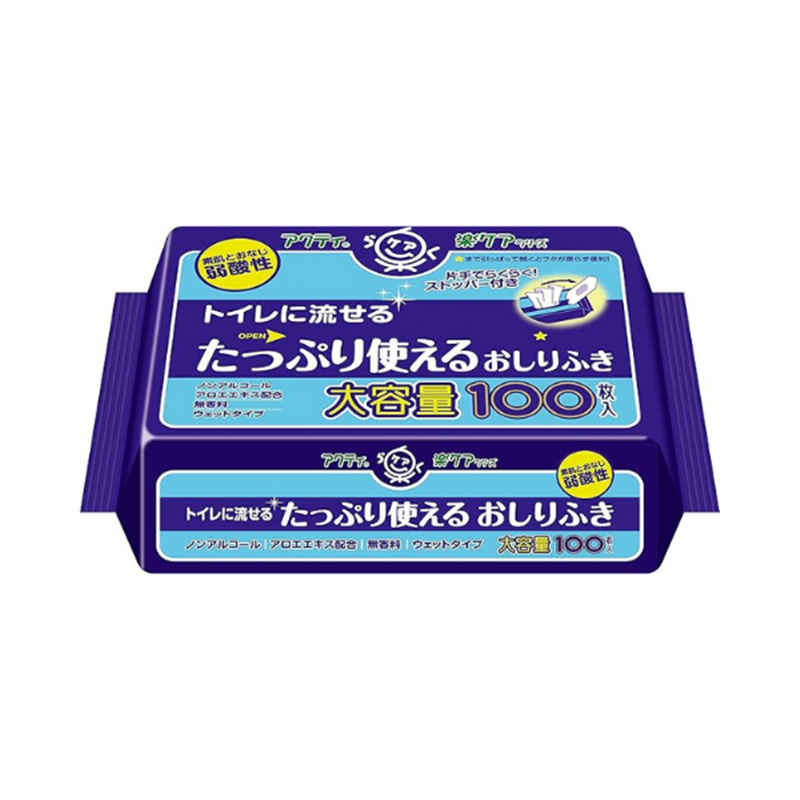 アクティ トイレに流せる たっぷり使えるおしりふき 100枚 100枚