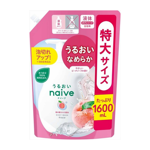 クラシエ Kracie ナイーブ ボディソープ 桃の葉エキス配合 詰替 液体 特大サイズ 1.6L 1.6L