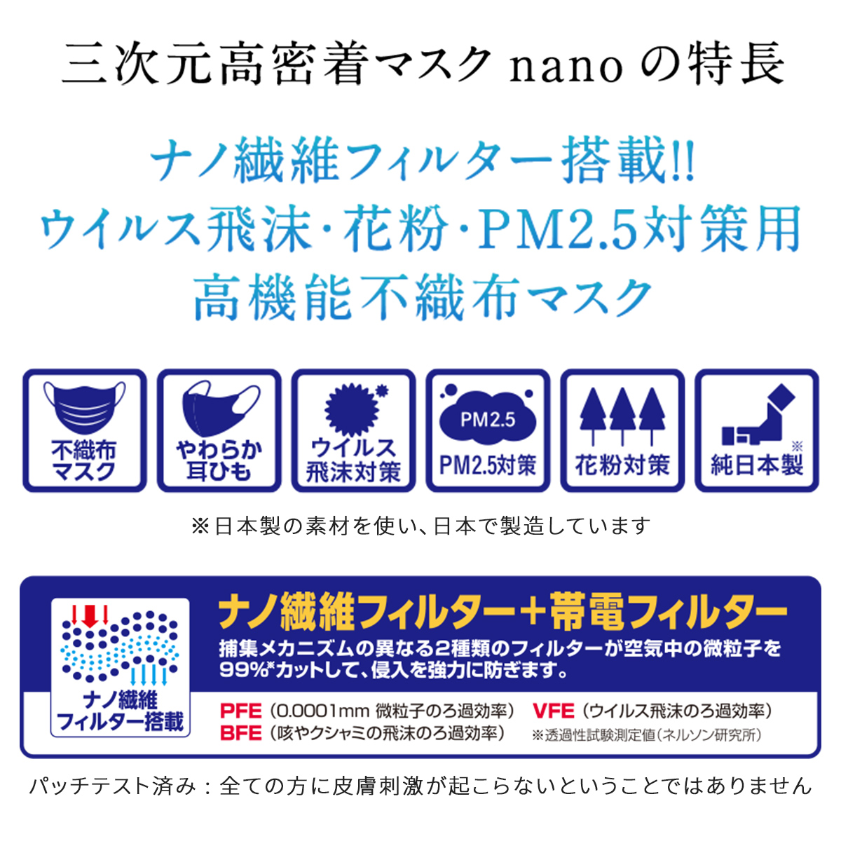 三次元　高密着マスク nano 　ふつうＭサイズ　ホワイト　7枚 ホワイト