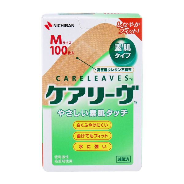 ニチバン ケアリーヴ やさしい素肌タッチ Mサイズ 100枚〔絆創膏〕 100枚入