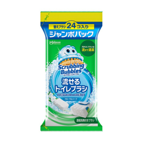 ジョンソン スクラビングバブル 流せるトイレブラシ フローラルソープ 替えブラシ ジャンボパック 24個