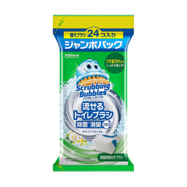 ジョンソン スクラビングバブル 流せるトイレブラシ除菌消臭プラス ホワイトブロッサム 替えブラシ ジャンボパック 24個