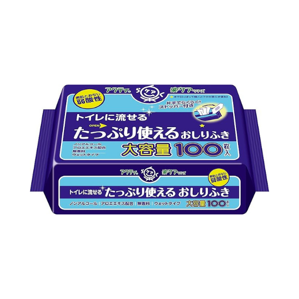 アクティ トイレに流せる たっぷり使えるおしりふき 100枚 100枚