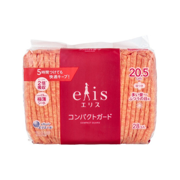 エリス elis コンパクトガード 多い昼～ふつうの日用 羽つき 20.5cm 28枚 [生理用ナプキン] 20.5cm 28枚