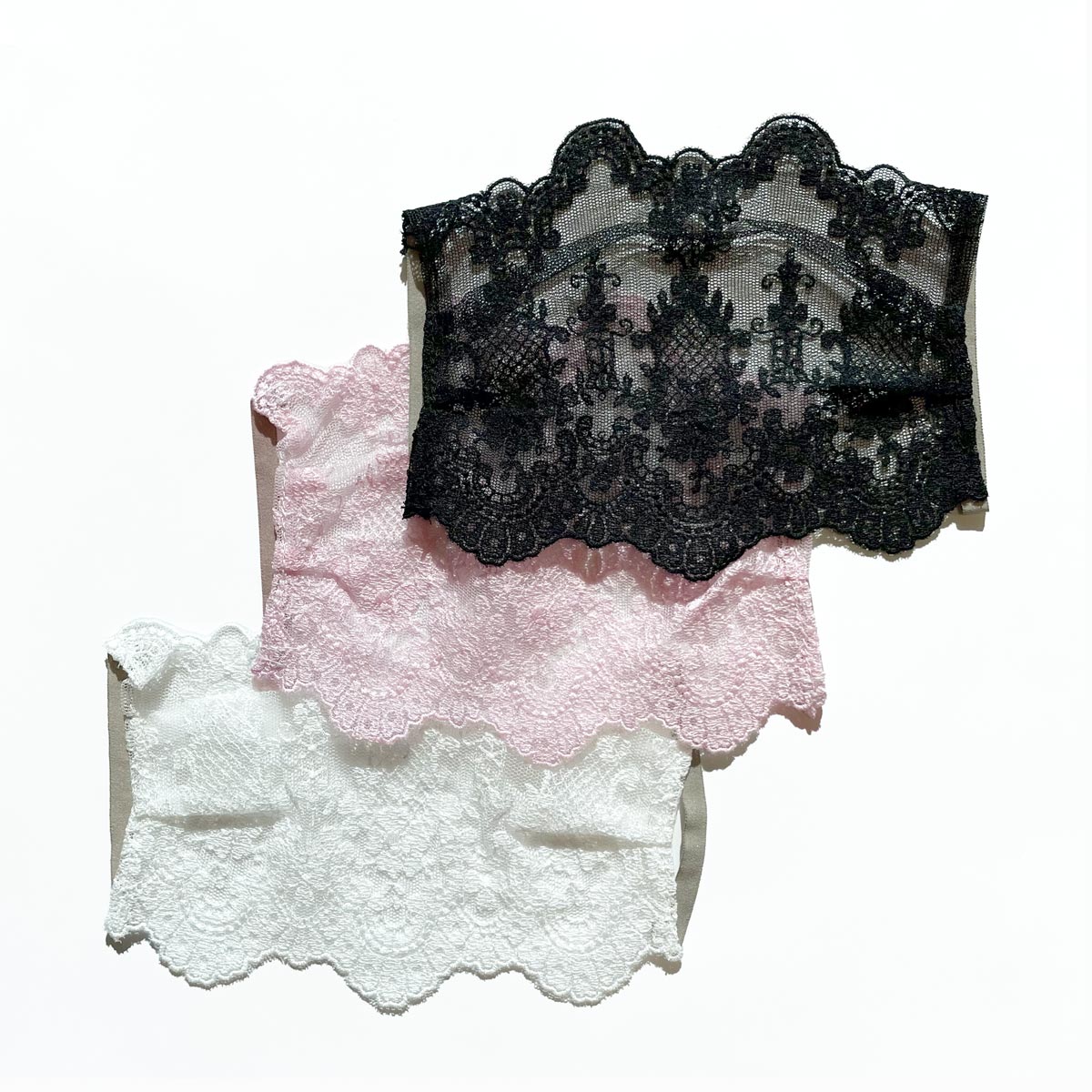 レース仕立てマスクカバー 総レースタイプ クローバー柄