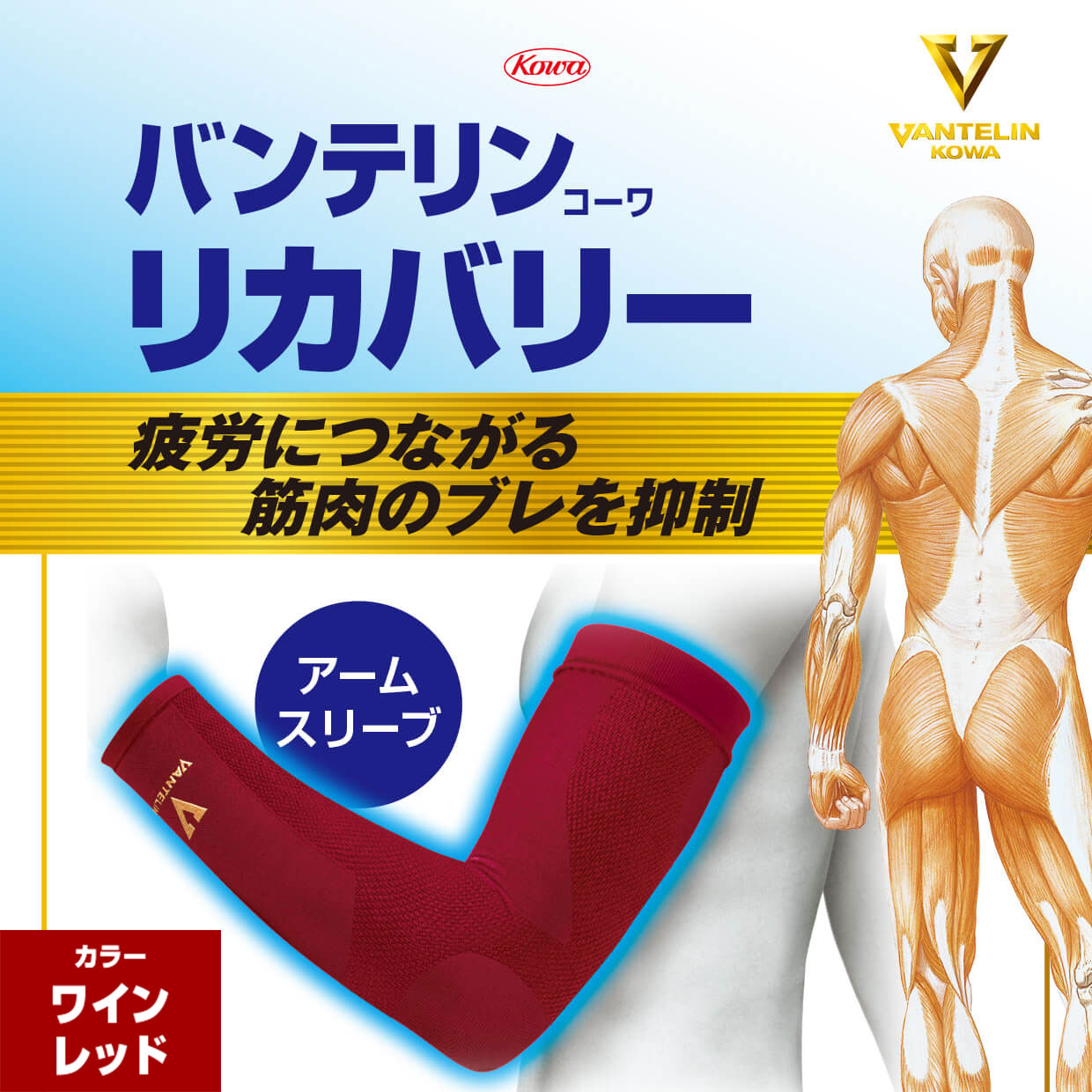 バンテリンコーワリカバリー アームスリーブ ワインレッド 左右共通2枚入り