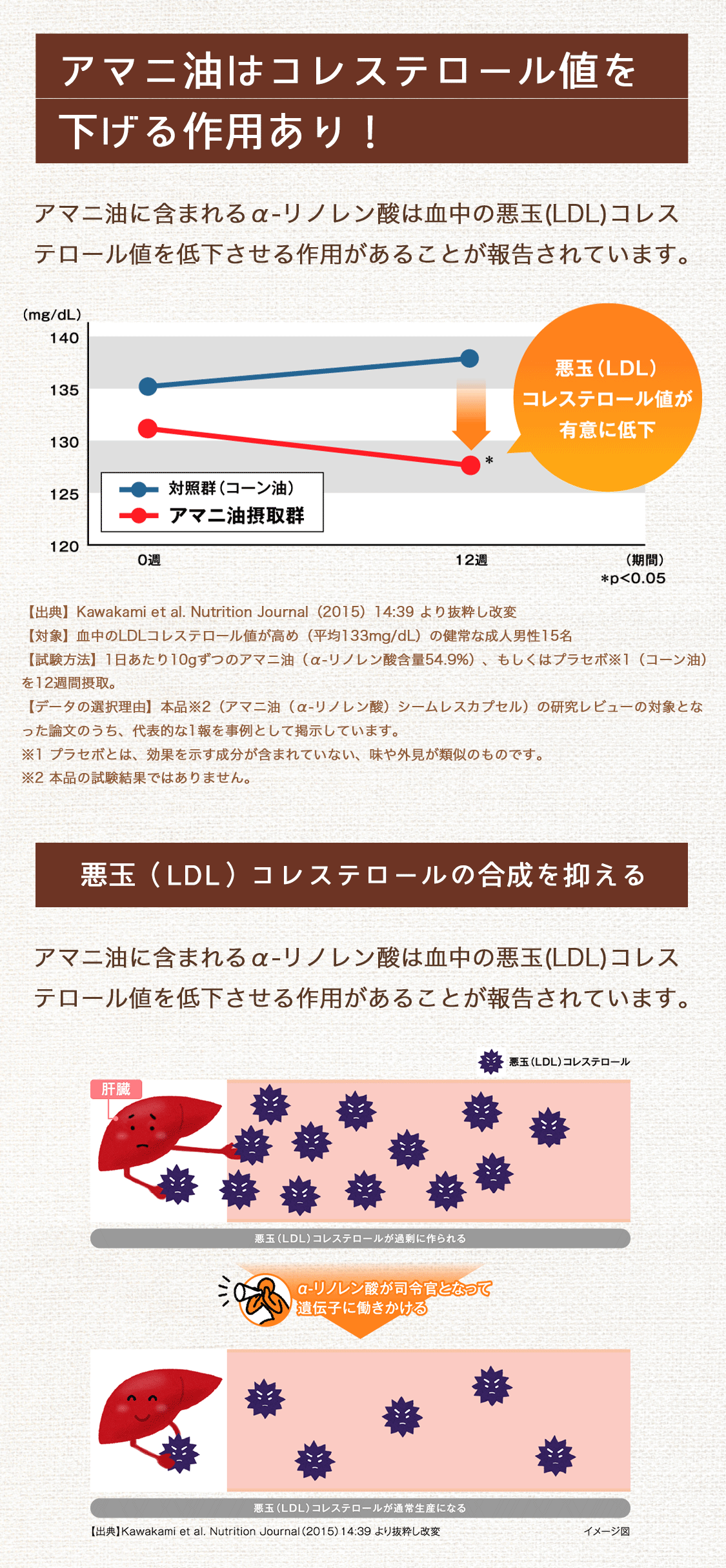 アマニ油はコレステロール値を下げる作用あり！